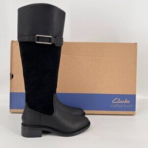 Clarks Women's Collection Maye Carly Tall Boots Size 5.5 M  -Black Leather